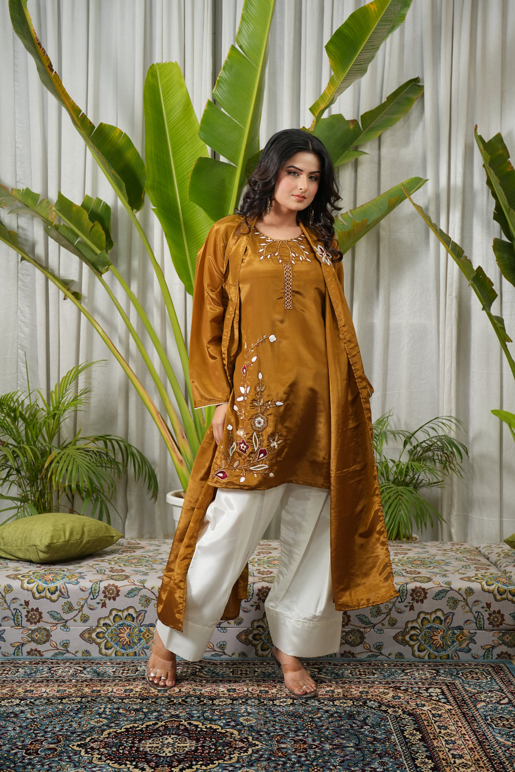 mustard  kurta for women by nj sons