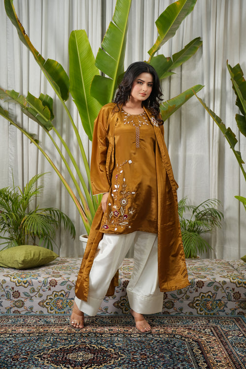 mustard  kurta for women by nj sons