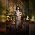 Elegant Embroidered Long Dress – Taupe